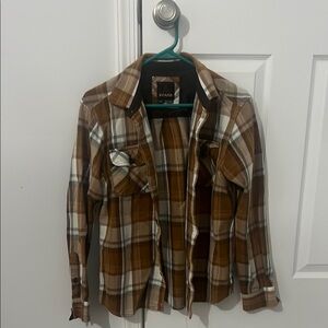 Brown Plaid Button-Down Shirt
